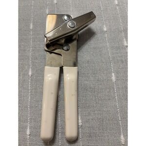Vintage Swing Away Swing-A-Way Can Opener White Rubber Handles Made in USA 6.25"